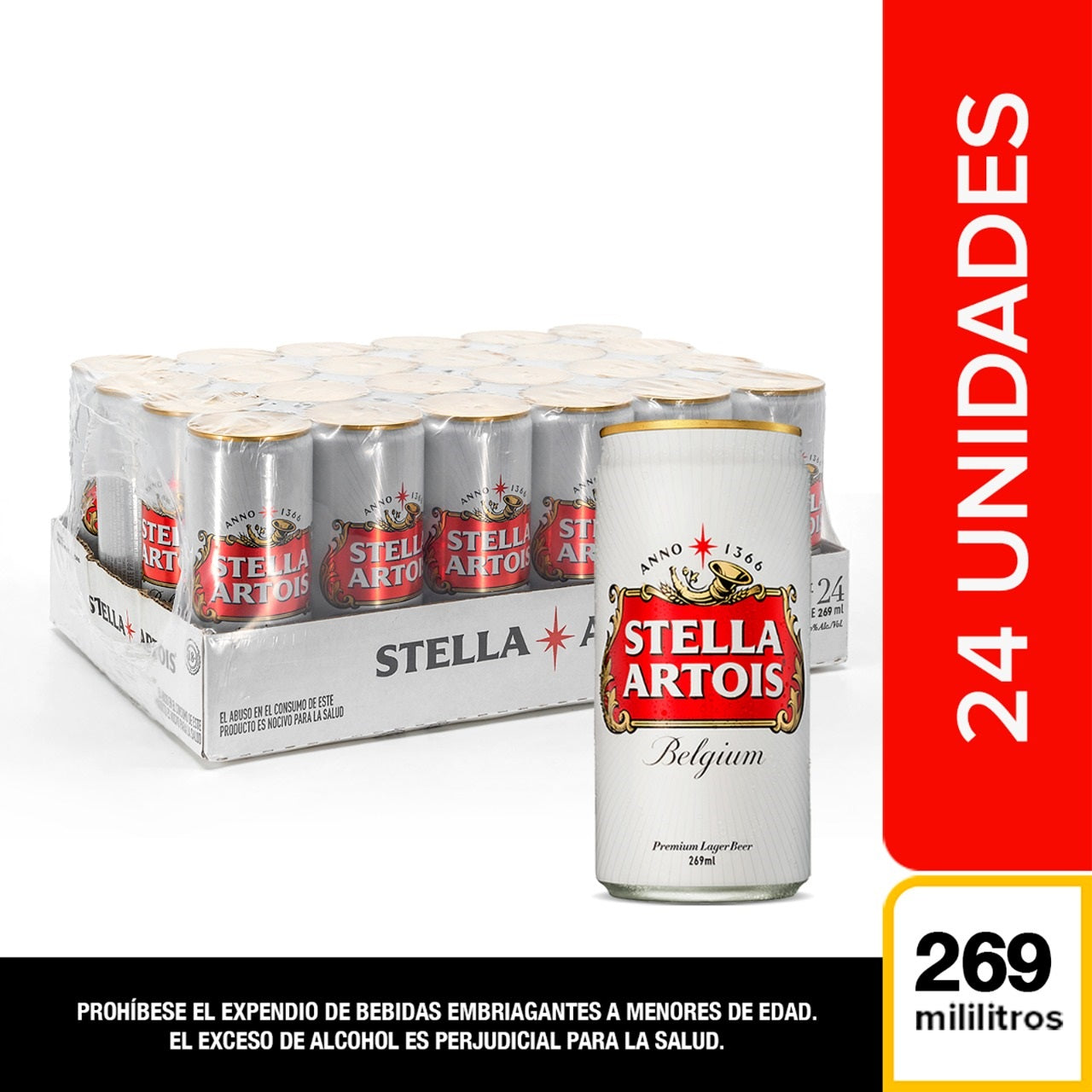Cerveza Stella Artois 269 ml x 24 unidades